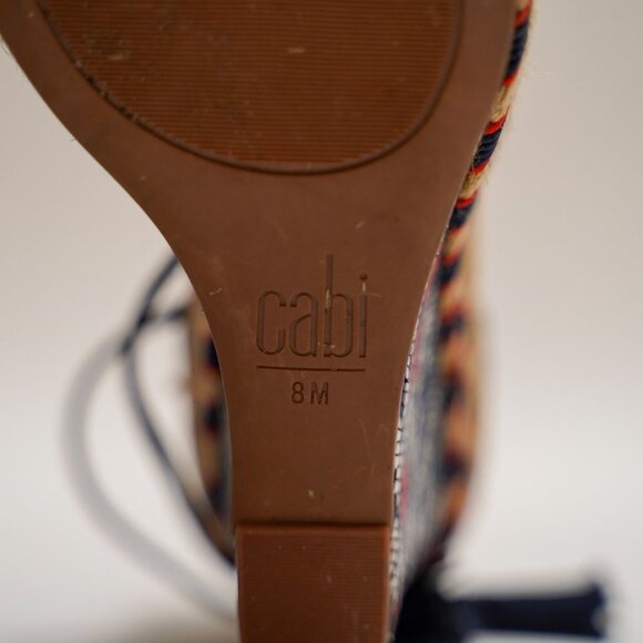 CAbi "Isla" Espadrille Lace Up Open Toe Wedges - Picture 8 of 9
